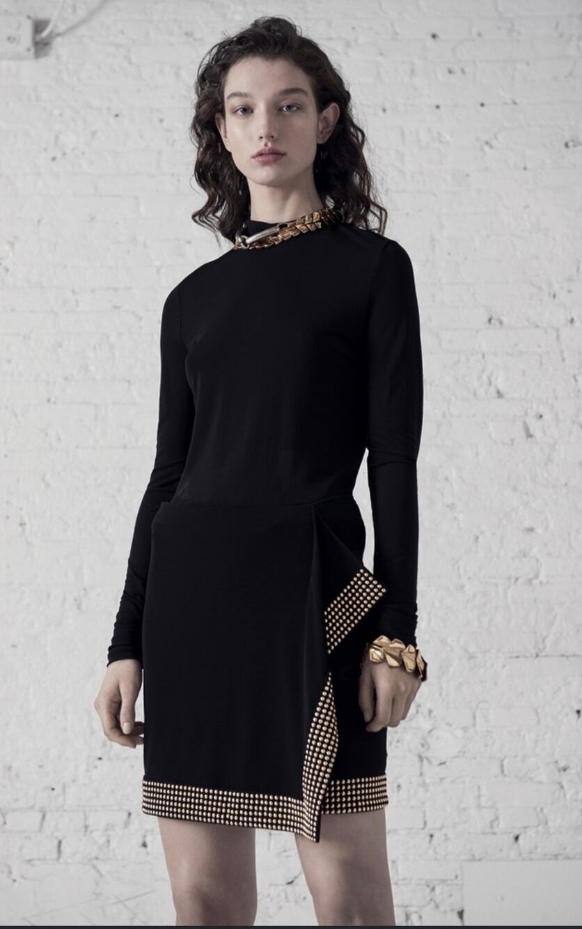 Roberto Cavalli Studded Mini Dress in Black with Gold Studs NWT